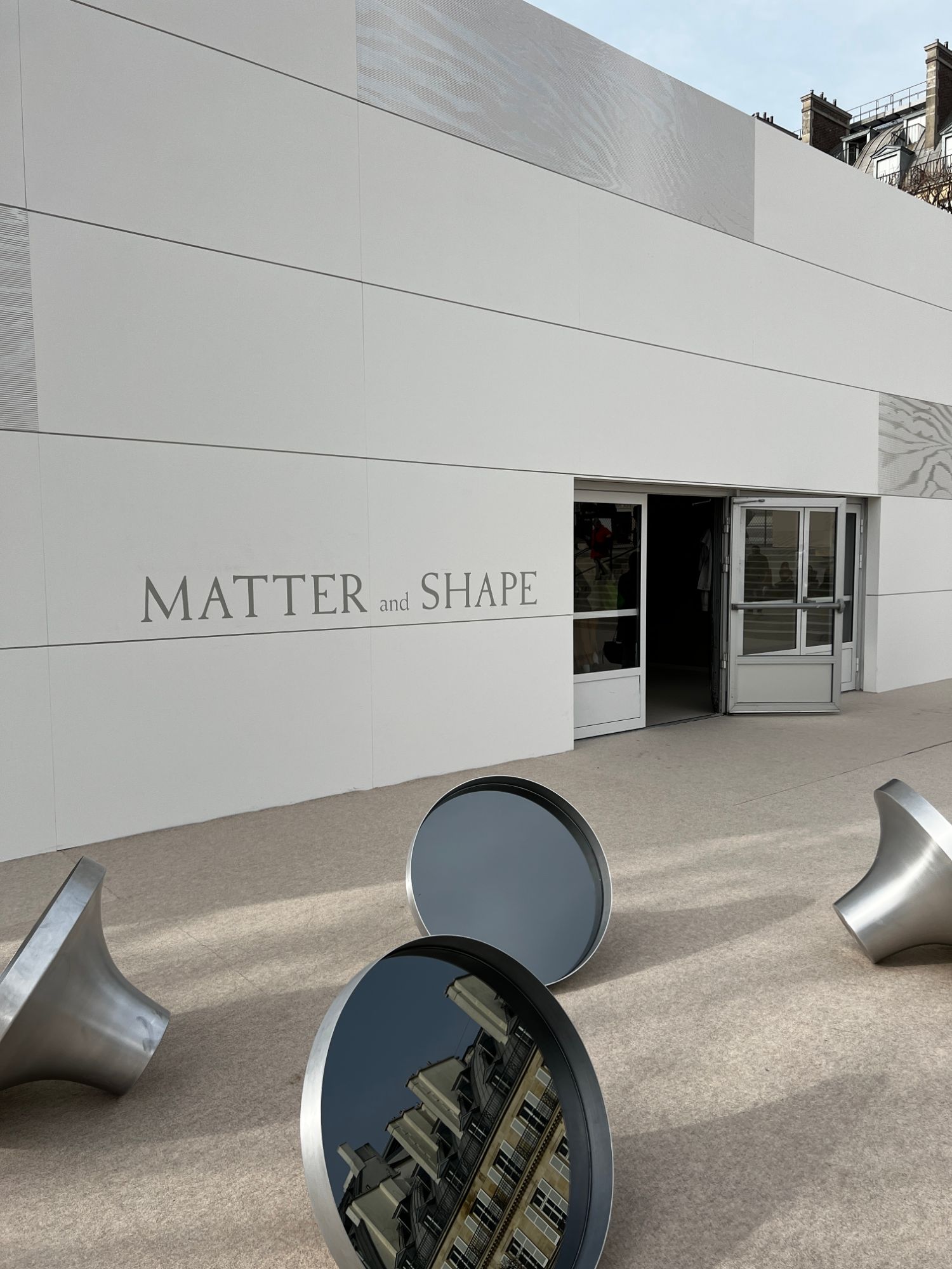 The Matter and Shape design salon entrance in the Jardin des Tuileries, Paris.